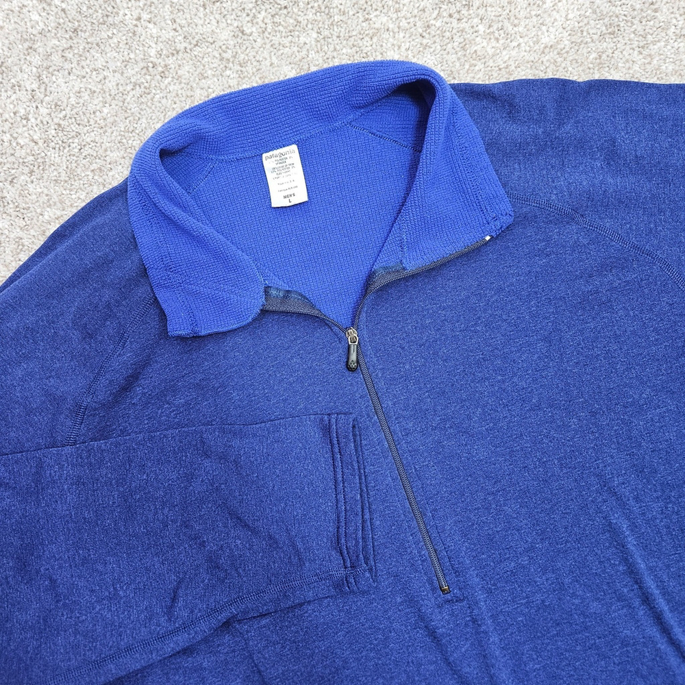 Patagonia R.5 Top Half Zip Pullover Base Layer Mens Large Blue Regulator